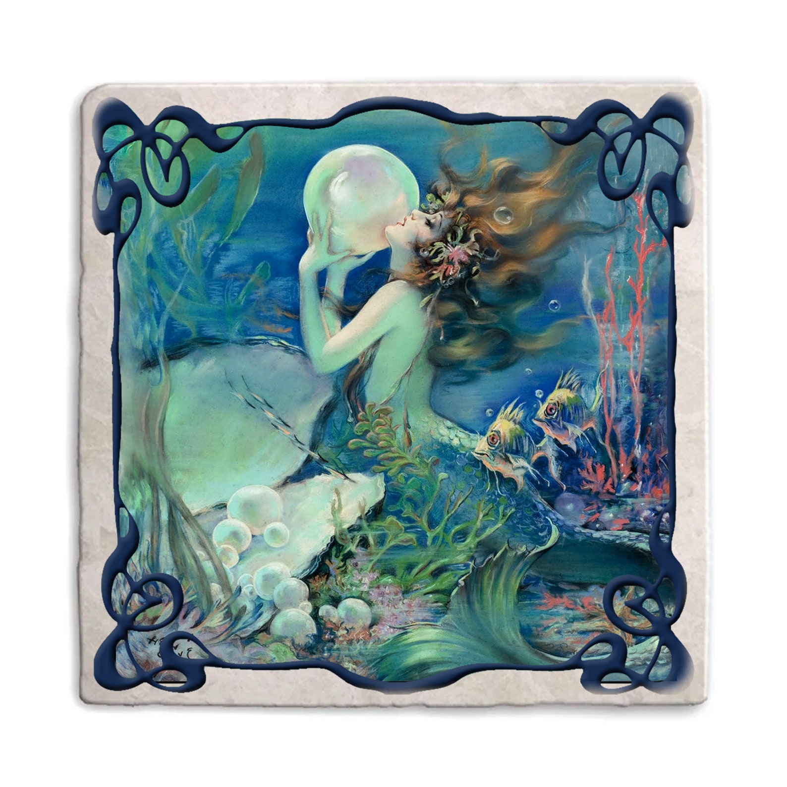 Mermaid 4 Coasters /mermaid Gift / marble coasters/ marble Etsy