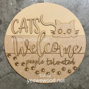 Cats Welcome Door Hanger: 18&quot; DIY Unfinished MDF Craft