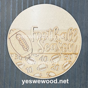Football Season Door Hanger, Blank Door Door Sign, Round 18&quot;, Unfinished, Ready to Paint, DIY, 3D Layers, College Football