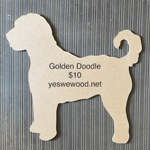 Golden Doodle, door hanger Blank - DIY Ready to Paint - Dog Silhouette - Unpainted Wood - Sign