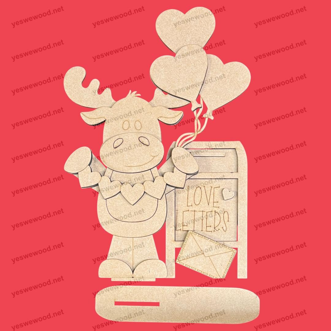 Moose, Valentine's Day, Love Letters, Shelf Sitter, Unfinished - DIY ...