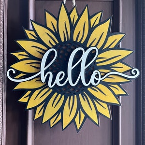 Sunflower Door Hanger, BLANK, 3D layers, Unfinished, DIY Door Decor, Front Porch Sign, Welcome