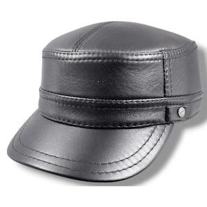 Leather Men&#39;s Cap: Fleece Lined, Ear Flaps