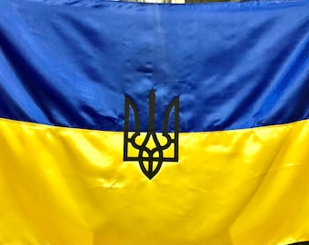 Grand drapeau de l'Ukraine Drapeau en satin à l'image des armoiries de l'Ukraine Excellente qualité !