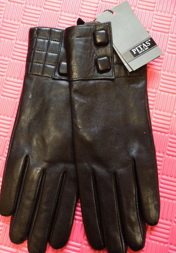 Pitas Women's winter leather gloves Black Size - 8