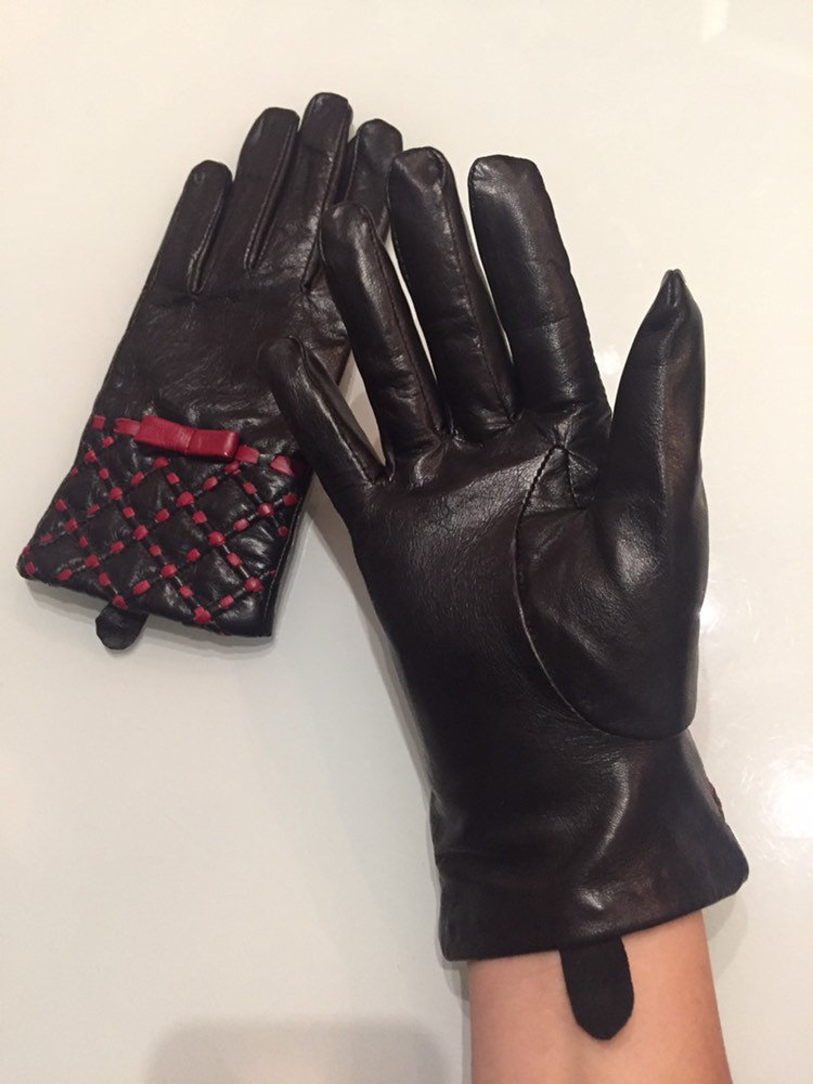 Guanti Trussardi Jeans Donna Bordati In Ecopelliccia Grigi 59Z00006 - Foto 8