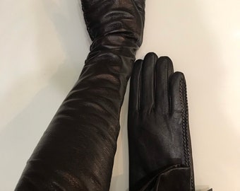 Venta flash!!! Guantes de cuero de invierno para mujer Nuevos guantes de invierno talla 6 1/2, 7, 7 1/2, 8, 8 1/2 Guantes de noche Guantes calientes Guantes largos de cuero