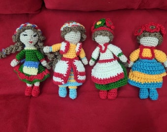 Set of 4 dolls Handmade motanka doll Ukrainian handmade doll Knitted wool doll Ukrainian amulet