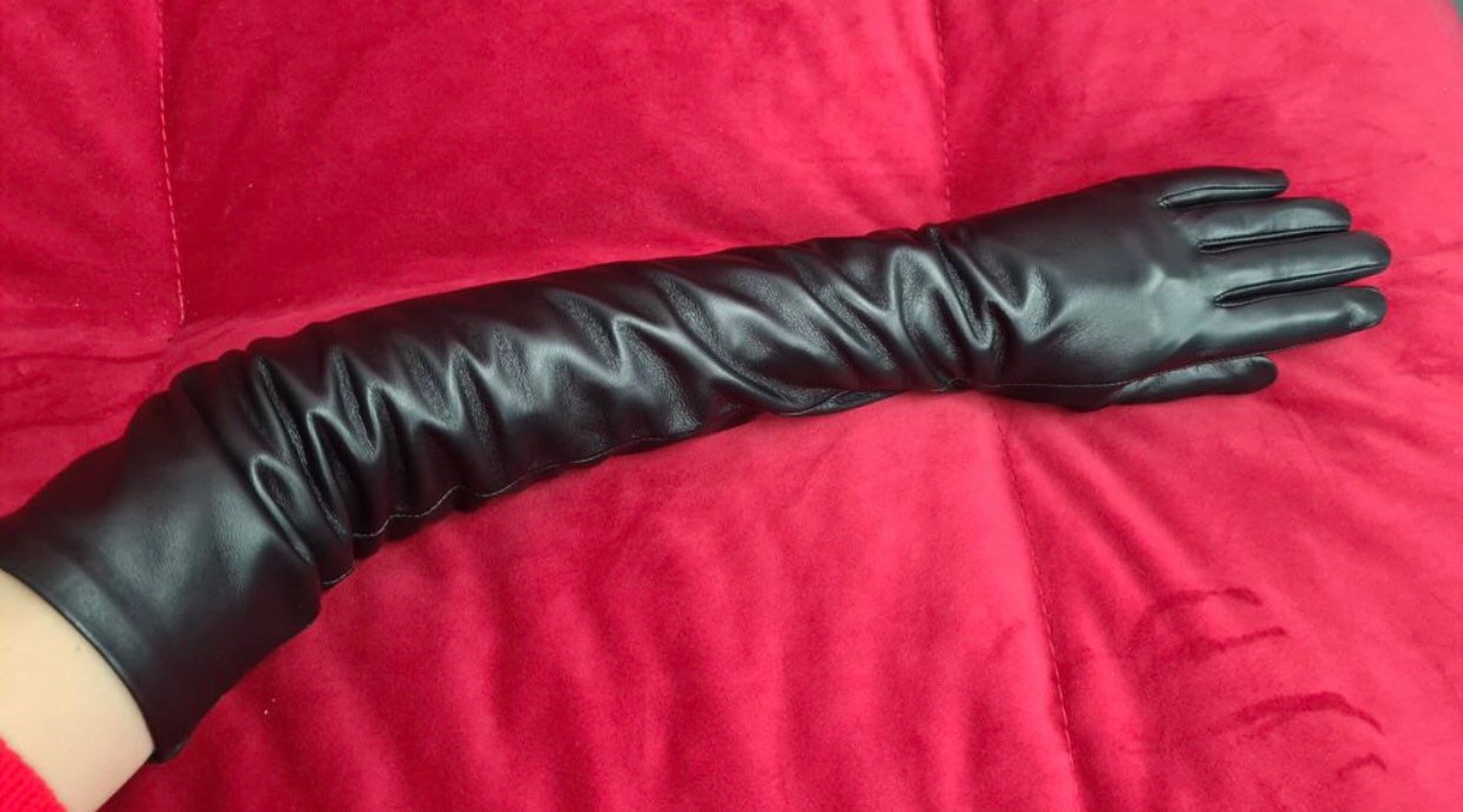 Extra Long Leather Gloves With touch Screen Coating Women's Leather