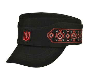 New Ukrainian wool cap with emblem and embroidery National Ukrainian cap Men&#39;s demi-season hat