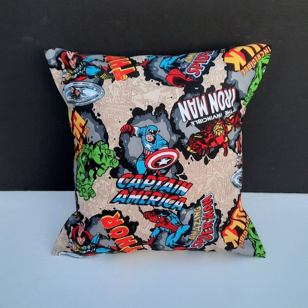 Marvel Comics Avengers Throw Pillow Cover - Cotton Pillow Sham Made With Marvel Comics Fabric 16x16"