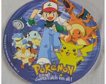 Vintage 1998 Pokemon Melamin Teller Glurak Ash Pikachu Nintendo Funomenon 8"