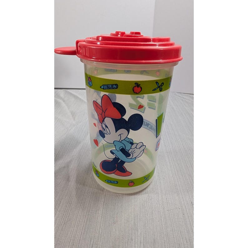Tupperware Mickey Minnie Mouse-beker 3499A-5 vintage plastic Disney-beker afbeelding 1