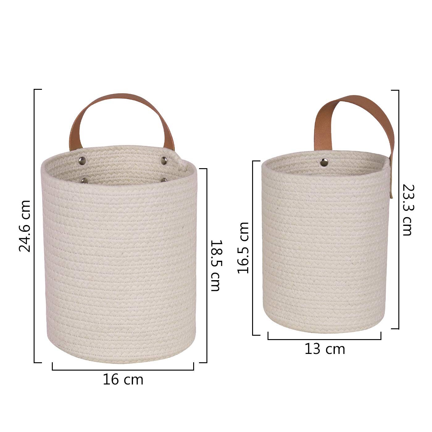 Wall Hanging Storage Baskets Set of 2 Small Cotton Rope Etsy