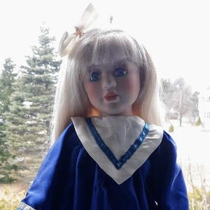 Vintage Porcelain Doll, With Stand, House of Lloyd Christmas Around the World &quot;Tara Elizabeth&quot;, c. 1996