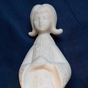 Vintage Bisque Porcelain Praying Choir Girl Bell, Imported for Joseph Magnin, Made in Japan, c. 1970s