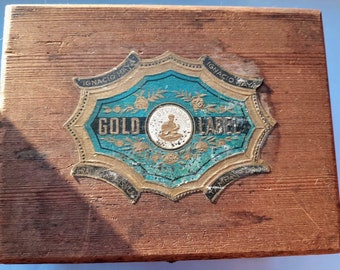 ROUND-UP COWBOY CAMPFIRE CONESTOGA WAGON Outer Cigar Box label 1920s OLD!!!