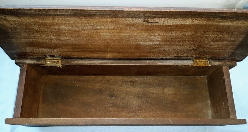 With Inlaid Border Vintage Handmade Wooden Box