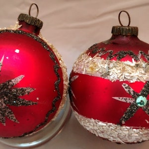 Vintage Pair Mercury Glass Bauble Ornaments, West Germany, c. 1950s-1960s, RARE!
