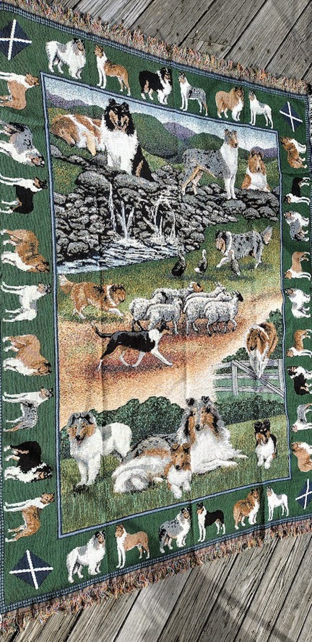 Vintage Collie Blanket by 'gone Doggin', Made in USA, Cotton, Woven