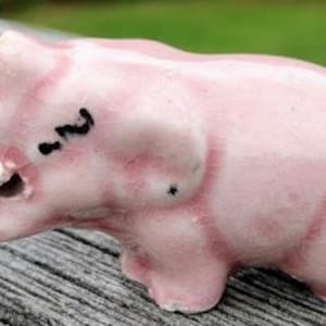 Vintage Pink Elephant Figurine, Pre-Owned, Ceramic, circa 1950s-1960s