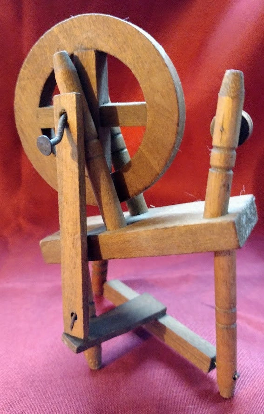 Vintage Rustic Miniature Dollhouse Furniture Spinning Wheel Etsy