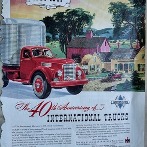 Vintage Magazine Advertisement, &#39;International Trucks&#39;, Full Page, c. 1947