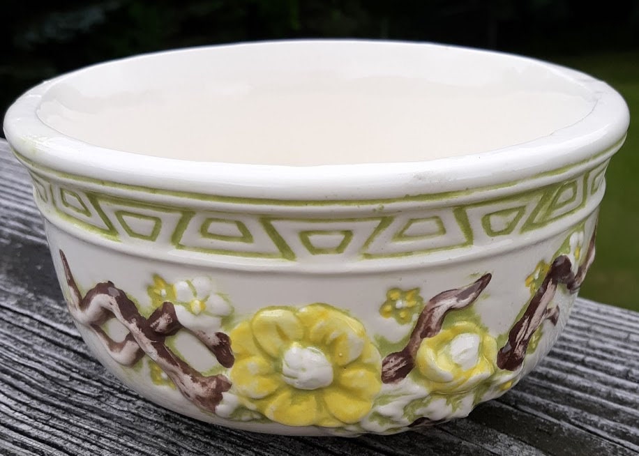 Vintage Ironstone Bowl Yellow and White Flowers on Branches Etsy UK