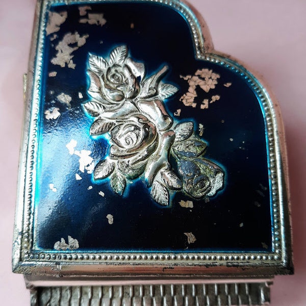 Vintage 1950's Silver Plate and Enamel Grand Piano Jewelry Box, Made in Occupied Japan