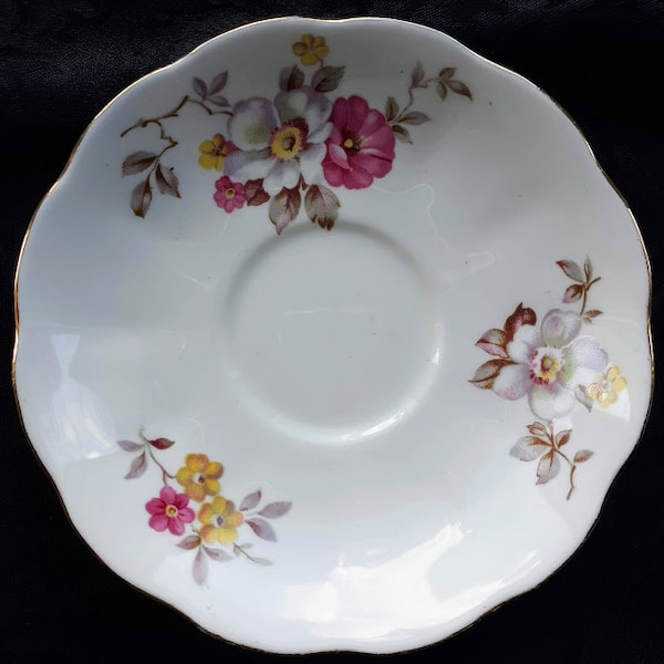 Vintage Bone China Saucer, 'Queen Anne', England, Wildflower Pattern, 1950's