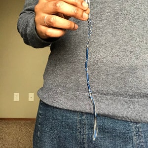 Tzitzits Dark blue and Dark Grey braided loop set of 4 with/out a decorative bead, Torah fringe