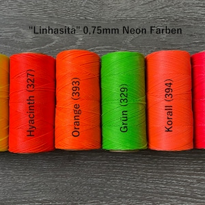 5 m/10 m/20 m neon/blacklight waxed macrame yarn 0.75 mm &quot;LINHASITA&quot; in various colors for jewelry making, DIY yarn blacklight