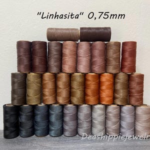 5 m/10 m/20 m waxed macrame yarn brown tones 0.75 mm "LINHASITA" in various colors for jewelry making, DIY yarn