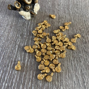 Boho brass spiral, pendant 11 mm, ethno, macramé, jewelry creation, hippie, crafts, brass charms image 1