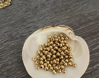 Messingperlen 3x3,5 mm, rund, Makramee, Indien, Ethno, Boho, Schmuckerstellung, Hippie, Basteln