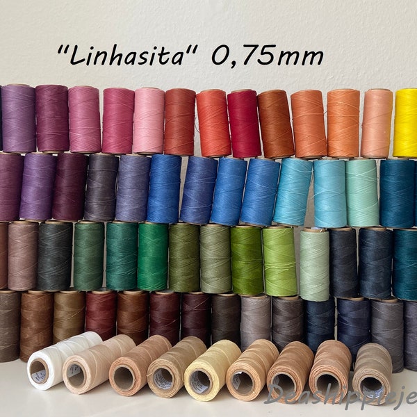 5 m/10 m/20 m fil de macramé ciré 0,75 mm « LINHASITA » en différentes couleurs pour la fabrication de bijoux, fil de bricolage, travail du cuir, cordon