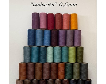 0.5 mm "Linhasita" yarn, 5 m/10 m/20 m, waxed macrame in various colors for jewelry making, neon colors, leather crafts, DIY yarn