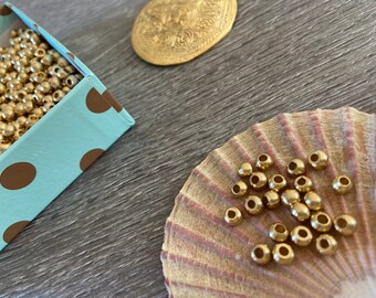 Contas de latão 4 x 5 mm, redondas, macramê, bijuteria, hippie, artesanato