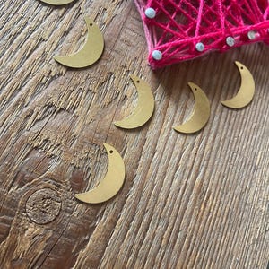 Brass pendant moon 12.5 x 22.5 mm, ethnic, macrame, jewelry making, hippie, crafts, brass charms, tribal jewelry