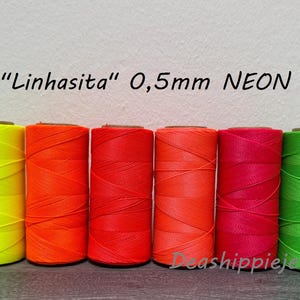 5 m/10 m/20 m neon/blacklight waxed macrame yarn 0.5 mm &quot;LINHASITA&quot; in various colors for jewelry making, DIY yarn blacklight