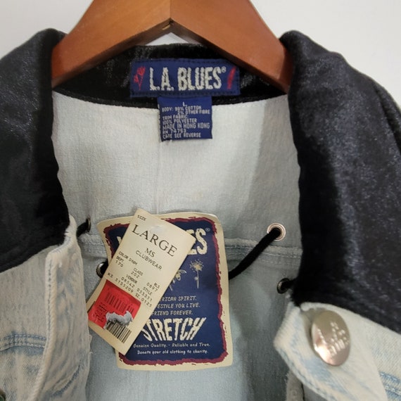 LA Blues Vintage 80s Acid Wash Rare Crop Demin Ja… - image 6