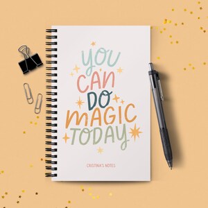Taccuino motivazionale You Can Do Magic Today, diario personalizzato con rilegatura a spirale A5, citazione positiva, carta punteggiata da 120 pagine