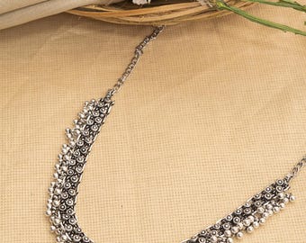 Choker, Boho Halskette, oxidiertes Silber, handgemachter indischer Tribal-Kragenschmuck, Geschenk für Sie
