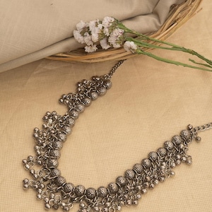 Handmade Ethnic Oxidized Necklace | Indian Boho Choker for Women | Trendy Silver Plated Jewelry for Festive & Everyday Wear&quot;