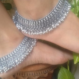 Bollywood Ghungharu, Indian Anklet - Boho Designe brass anklet for women / handmade anklets, SILVER ANKLETS, Bollywood style anklets for her