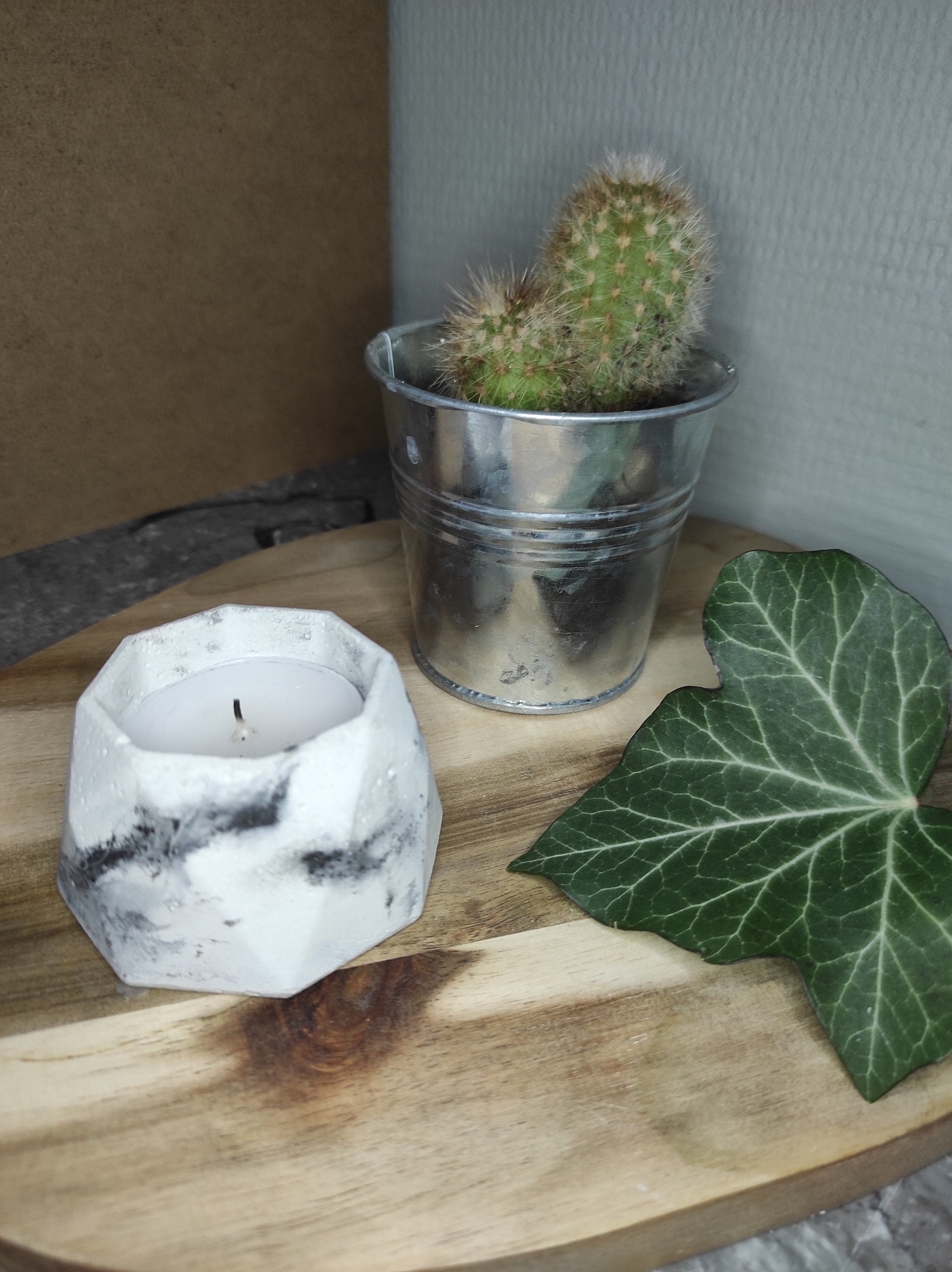 Bougeoirs en Béton Effet Marbre avec Bougie