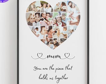 Custom Mum Photo Collage TEMPLATE, Gift for Mother, Mother&#39;s Day Gift, Birthday Present, Edit Yourself DIY Download, Canva Template