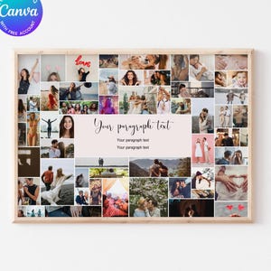 Sjabloon familiefotocollage, aangepast geheugenbord voor verjaardag (24 x 36 inch, digitale pdf-download)