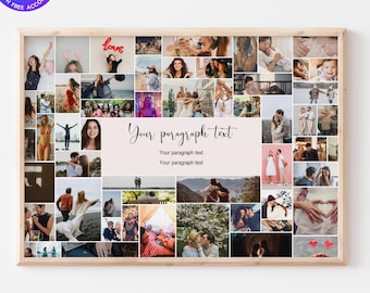 Family Photo Collage Template, Custom Birthday Memory Board (24x36 in, PDF Digital Download)