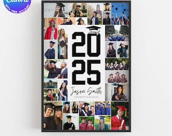 Abschluss Foto Collage Poster Vorlage, High School Universität Party Poster Display, Abschluss Geschenk für Senioren Klasse von 2026 Brett